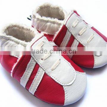 Navy Blue Soft Sheepskin Leather Baby Shoes photo-5