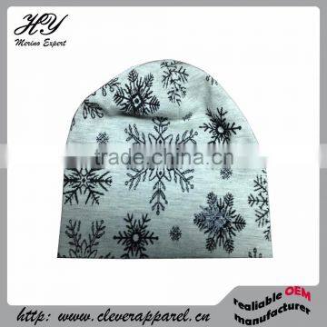 100% superfine merino wool fashion jacquard beanie