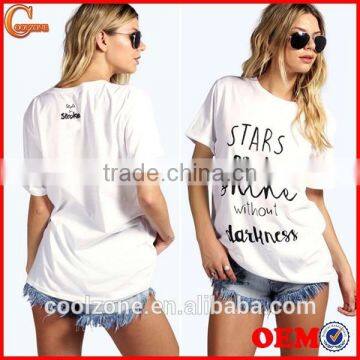 Wholesale round neck short sleeve elongated t shirt women print t shirt