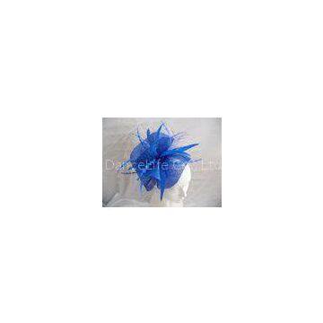 Royal Blue Ladies Fascinator Hats Feather Trim For Horse Racing