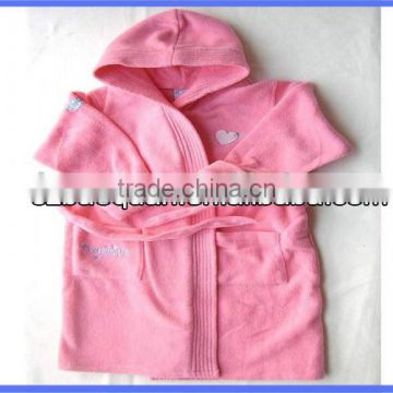 Girls' 100%Cotton Pink Cap Hooded Bathrobe