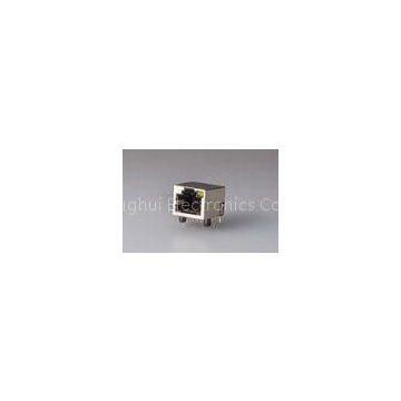 One Port  Vertical RJ45 Connector , POE RJ45 Connector With Single Yellow Led And Tab-Up Shielded
