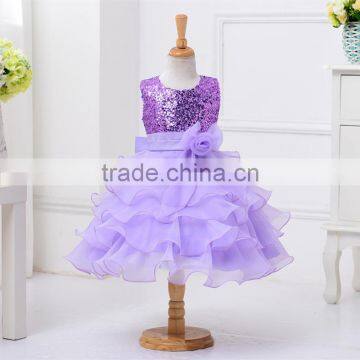 Wholesale fashion apparel modern kids party wear knee length cocktail dress for girls