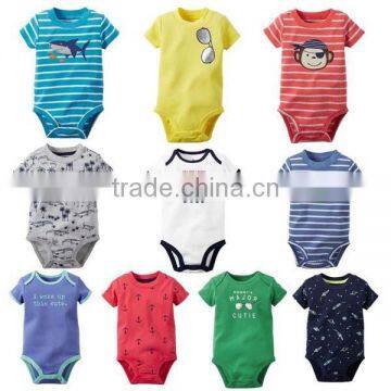 baby clothing short sleeve jumpsuit stripes pringted pure cotton baby romper