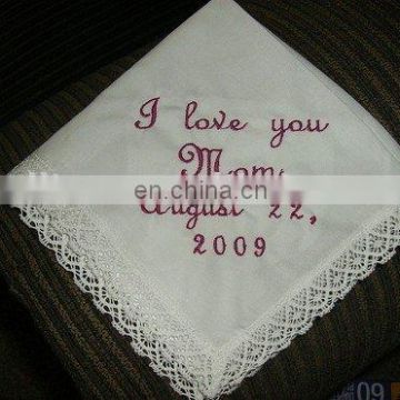 monogramming lace handkerchief for mum's/mother's holiday