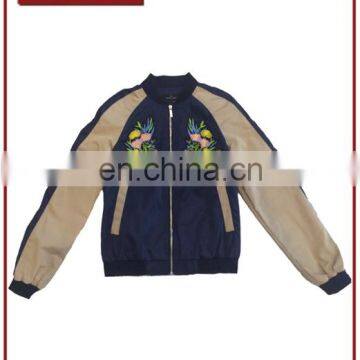 Chinese Manufacturer Nylon Women Embroidered Bomber Jacket