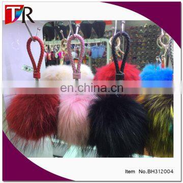 hot selling fashion custom fake fur ball keychain for bag charms hat/caps