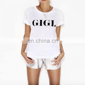 2017 hot selling printed letter t shirt white t shirt simple t shirt for women