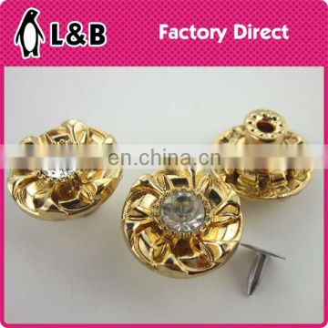 latest design custom made jeans button alloy material gold jeans button with stone