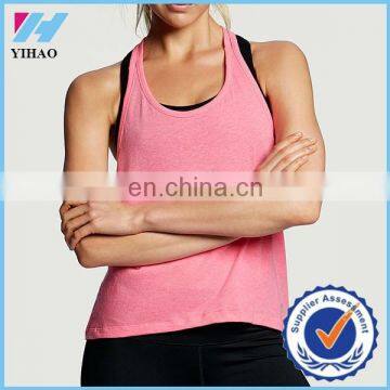 Trade assurance Yihao Activewear Women's sports scoopneck striped racerback mesh gym tank tops