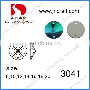 Round rivoli flat back sew on crystal stones for dress making