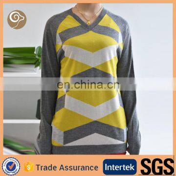 Knittng long sleeve multi color 100 cashmere sweater