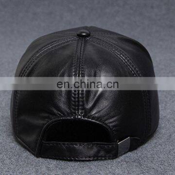 Men Faux Leather Warm Baseball Cap Causal Windproof Peaked Cap Adjust Snapback photo-4
