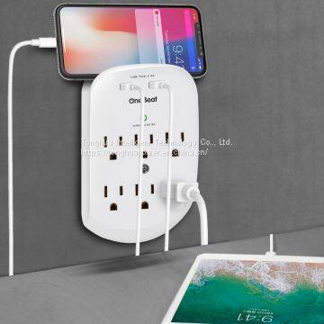 6 Outlets Surge Protector 2 USB Charging Port 5 V 2.4 A ETL Certified Wall Tap Wall Plate photo-2