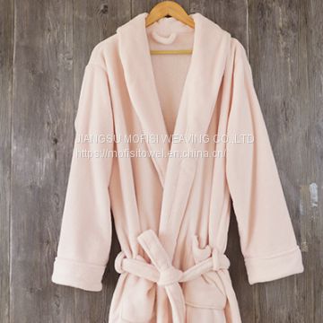 Thick Warm Pure Dyed 100% Polyester Bathrobe