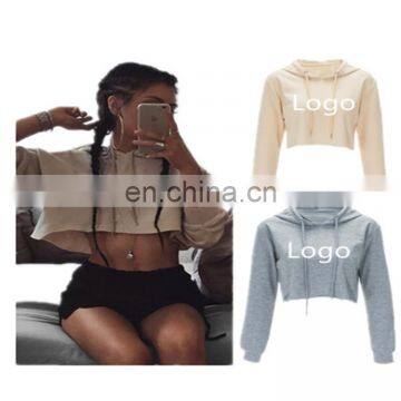 OEM Custom Logo Long sleeve thin fabric hoodies for women crop tops