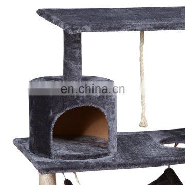China Factory Customized Design Plush Wooden Pet Condo Tower Supplier Furniture Toys Cat Scratcher Tree House photo-3