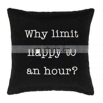 Wholesale Embroidery Letter With Black Background With Piping Cushion Pillow for Outdoor