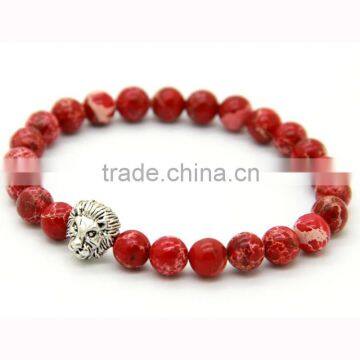 HTB0111 2016 Hot sale Popular charm lava bead bracelet beads lion