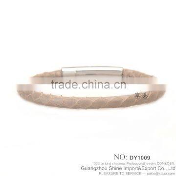 316l stainless steel bracelet snake leather string for wholesale