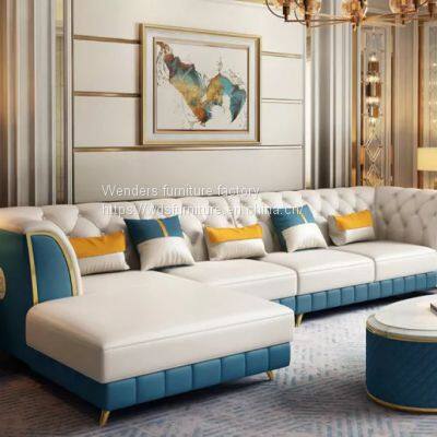 Superfine fiber leather postmodern light luxury sofa combination Nordic suit American living room small house simple