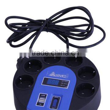 Fireproofing Surge Protector LED Display USB Output 6 Ways Sockets photo-2