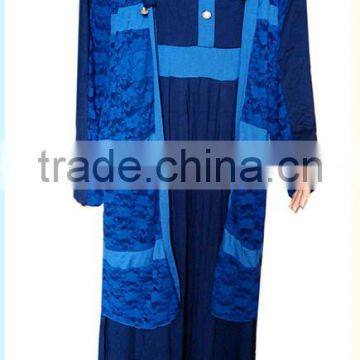 fashion Blue LACE muslim clothing kaftans jilbab MUSLIM ABAYA