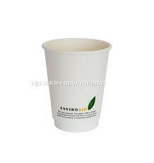 Natural alternative custom printed white compostable paper cups 12oz PLA lined