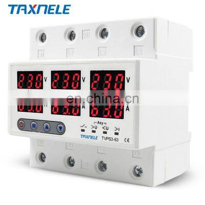 Three Phase Voltage Protector 63A 220V 3P+N Over Under Voltage Current Limiter Adjustable Voltage Protective photo-5