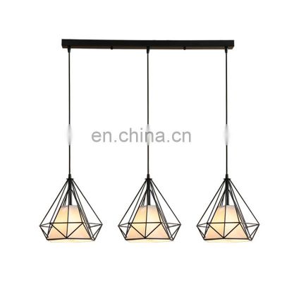 Modern and simple 3 heads Iron pendant light with Fabric for decorate