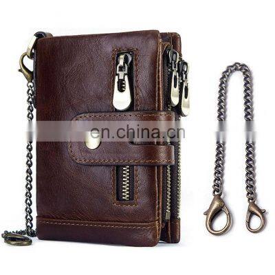 100% Genuine Leather Male Purses With Zip Coin Pocket Customize Logo Men Wallet And Card Holder Wallets Leather Men