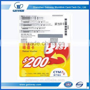 Factory Price Top Brand pvc prepaid scratch calling card