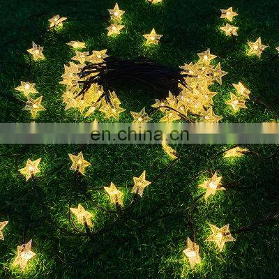 Outdoor Waterproof IP44 Solar powered led Christmas lights decoration five star string lights led for Christmas tree