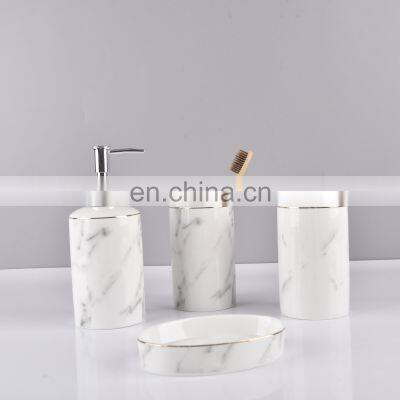 4pcs Marble Ceramic Bathroom Bottle Accessory Ceramic Sets