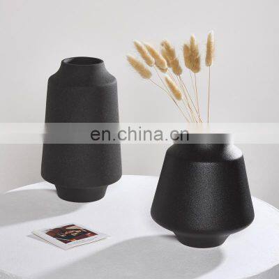 Modern Nordic Chinese Vase Matte Floor Porch Dry Flower Ikebana Vase Tabletop Vaso Ceramic Vase Black For Home Decor