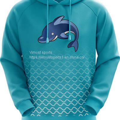 Blue Fashion Hoodie with Cute Dolphin Pattern