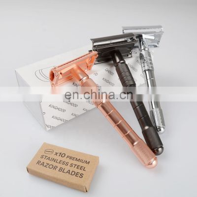 Unisex Rose Gold Black Silver Butterfly Head Metal Handle Double Edge Durable Safety Shaving Razor