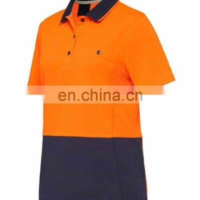 Cheap Wholesale Hi Vis Orange Navy Blue Safety Polo Shirt Workwear Polo Shirt