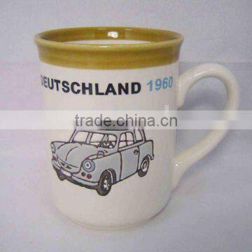 ceramic coffee mug with embossed logo printing, double glaze