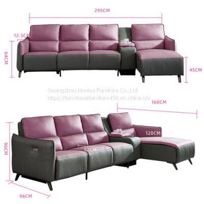 First Layer Cowhide Sofa Living Room Leather Art Intelligent Italian Furniture Corner Small Apartment Sofa Combination photo-4