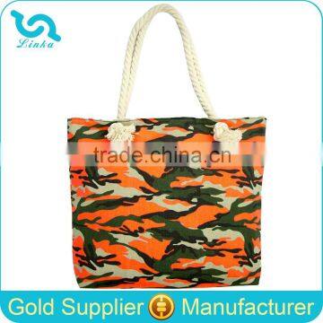 Heavy Duty Canvas Tote Bags Custom Camouflage Printed Canvas Tote Bag Rope Handle