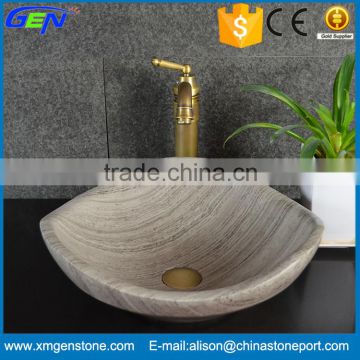 Fancy Cheap Bathroom Natural Grey Wooden Vein Marble Sinks                        
                                                Quality Choice