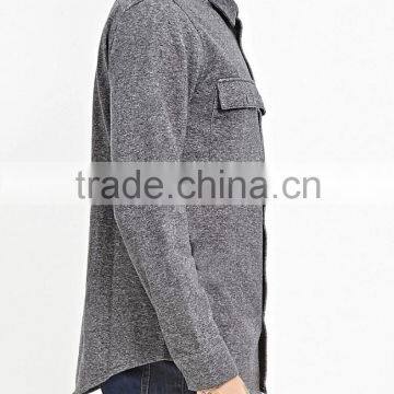 Cool Man Grey Thick Winter Warm Long Sleeve Button Down Shirts photo-2