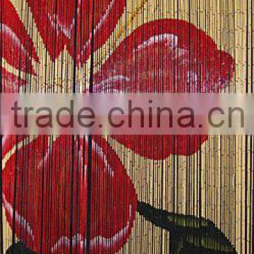 High quality best selling Bamboo Door Curtain with Big Red Hibiscus Flower in Viet Nam