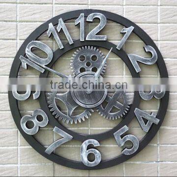 Handmade Oversized 3d Retro Rustic Decorative Luxury Art Big Gear Wooden Vintage Large Wall Clock on the Wall for Gift Most Popular photo-4