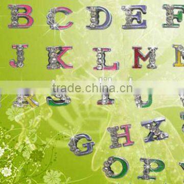 8mm MM clear stone zinc alloy slide letters with color added