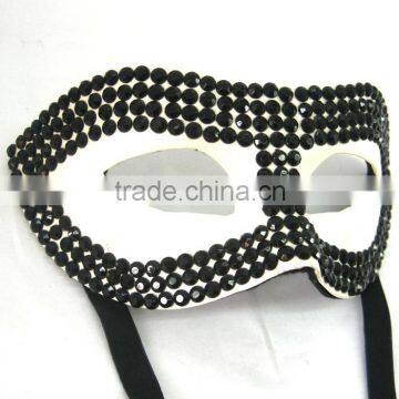 Hand-painted Green Leaf Pulp Half Face Halloween Costume Carnival Party Mask photo-2