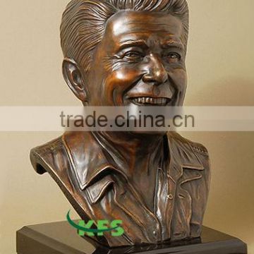 Bronze delighted figure bust sculpture