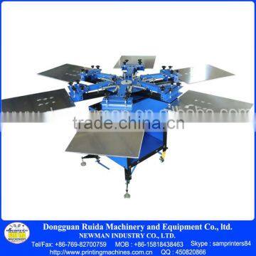 Manual Floor Model double rotary 6 color 6 station silk screen printing machine press DIY T-shirt printer