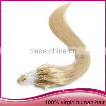 Cheap Micro Ring Loop Hair Extension Silky Straight Brazilian Raw Human Hair Loop Hair Weaving photo-5